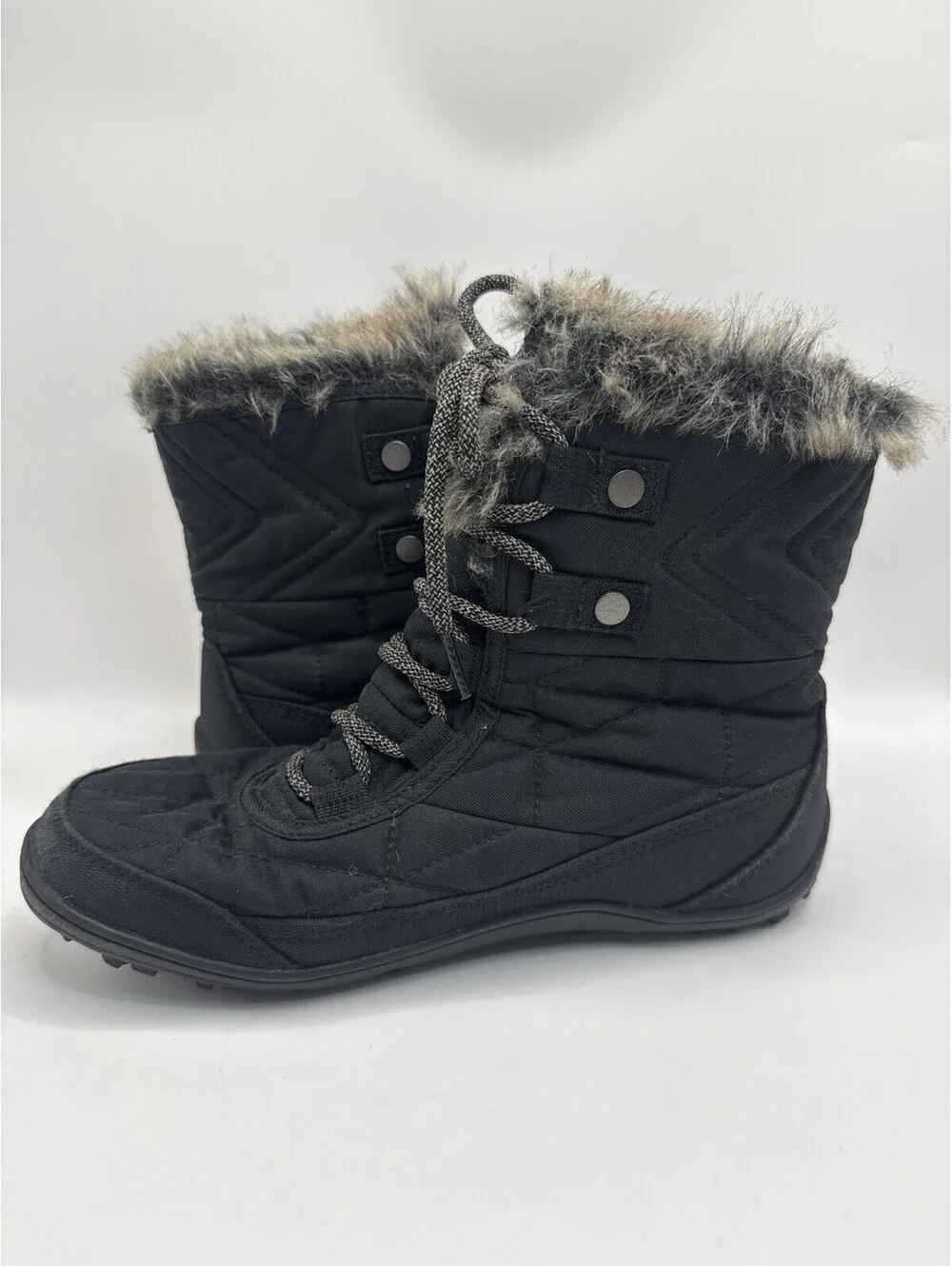 Columbia Minx Mid III Black Pebble Snow Shorty Boots Women's Size 6